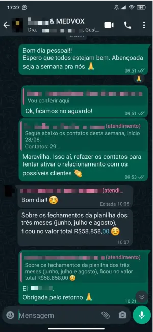 Prova social de cliente MedVox sobre projeto acompanhado